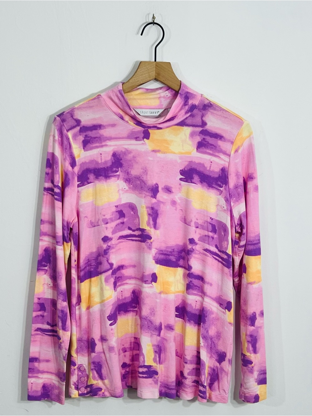 Sport Savvy Pullover Light Weight Mock Neck Long Sleeve Top Size Medium Athletic